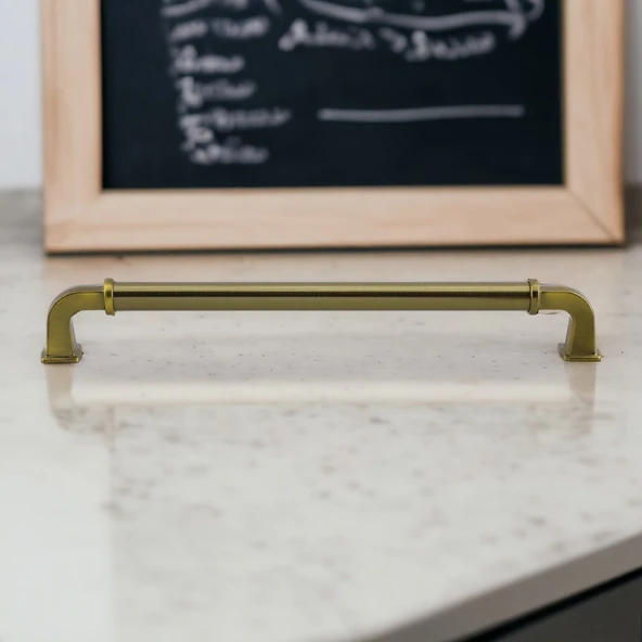 Alfa Metal Antik Sarı Kulp 224 mm Mobilya Çekmece Mutfak Dolabı Dolap Kapak Kulpları Kulb Kulpu - Resim 7