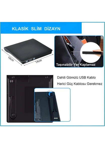 ANAWAY SHOPPİNG Harici USB 3.0 Taşınabilir CD DVD Yazıcı Okuyucu Windows Mac Dizüstü Masaüstü Bilgisayar - 4