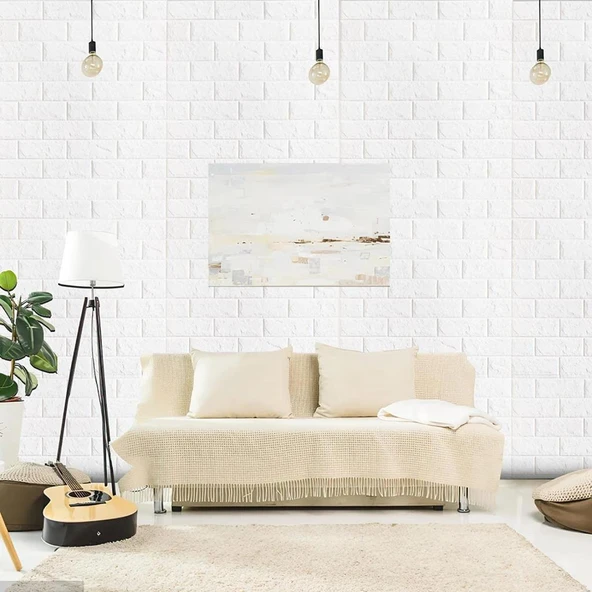 Renkli Duvarlar 70x77 Cm 10 Adet Ekoslim 2mm Kendinden Yapışkanlı Sünger Tuğla Duvar Kağıdı Paneli  Ev Ofis Kaplama - Resim 5