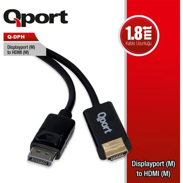 <![CDATA[QPORT Q-DPH 1.8metre DP-HDMI Görüntü Kablosu]]>