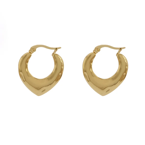 Çelik Küpe Altın Kaplama Kadın Kalpli Model UNK-820 - Resim 3