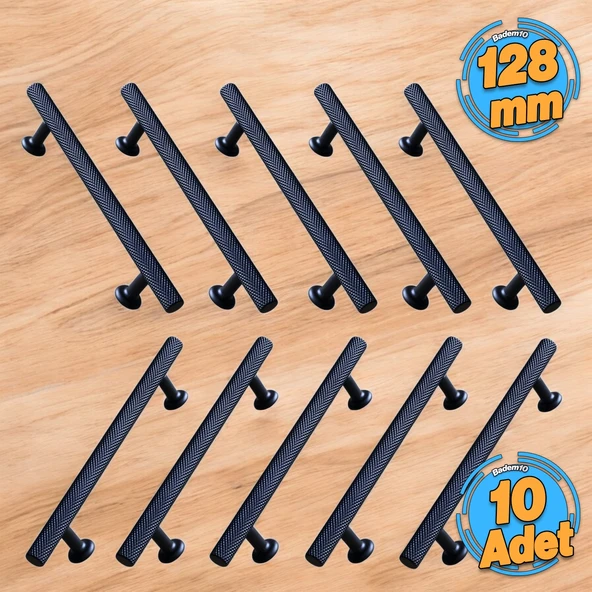 10 Adet Doruk Kulp Mobilya Mutfak Dolabı Çekmece Dolap Kapak Kulpu Kulbu Siyah 128 Mm-12.8 Cm Metal