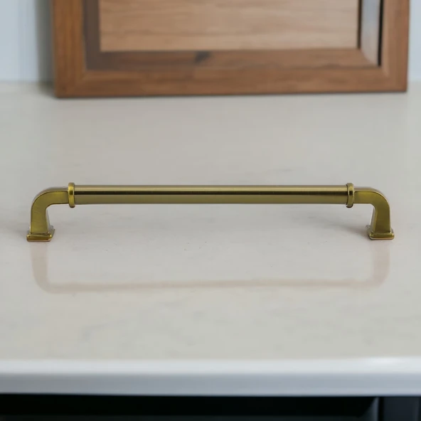 Alfa Metal Antik Sarı Kulp 224 mm Mobilya Çekmece Mutfak Dolabı Dolap Kapak Kulpları Kulb Kulpu - Resim 6