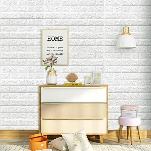 Renkli Duvarlar 70x77 Cm 10 Adet Ekoslim 2mm Kendinden Yapışkanlı Sünger Tuğla Duvar Kağıdı Paneli  Ev Ofis Kaplama - Resim 3