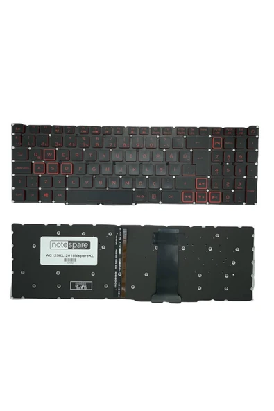 Acer ile Uyumlu Nitro 5 AN515-54 İ5-8300H Işıklı Klavye Siyah TR ( Kırmızı Aydınlatma Versiyon )