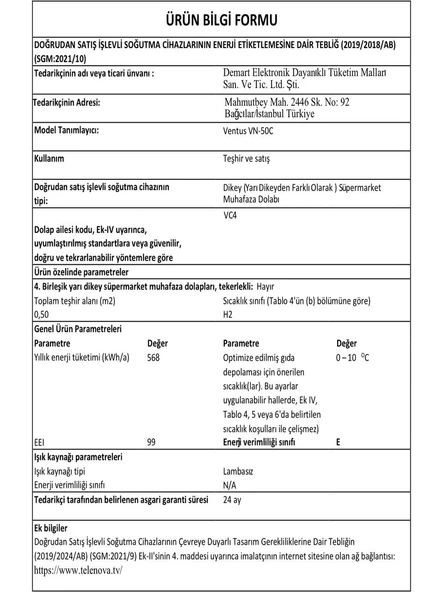 Ventus VN50 50 LT Camlı Minibar Minibuzdolabı - Resim 3