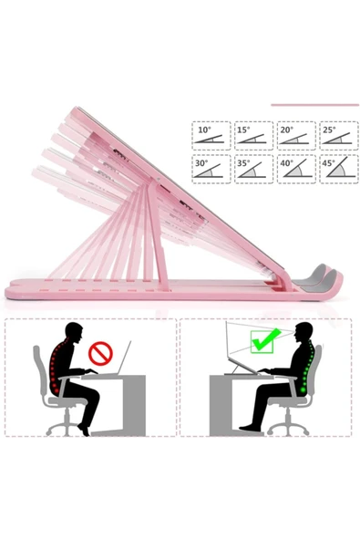7 Kademeli Ayarlanabilir Laptop Bilgisayar Standı Kolay Kullanışlı Diz Üstü Bilgisayar Tablet Telefon Standı - Resim 3