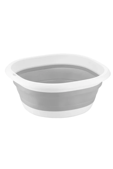 Trade Bazaar Çok Amaçlı Katlanır Badya Akordiyon Leğen 5 Litre Beyaz Gri - 2