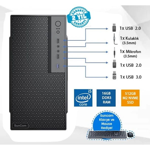 <![CDATA[SUNCOM FORCE SC3-108 CORE i5 4460-16GB RAM-512GB SSD-FDOS]]>