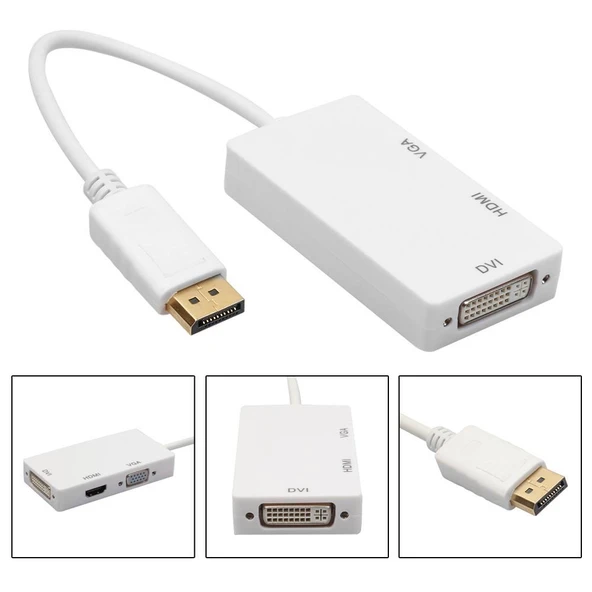 5056 Displayport To Hdmi Vga Dvi Çevirici Dönüştürücü Adaptor - Resim 2