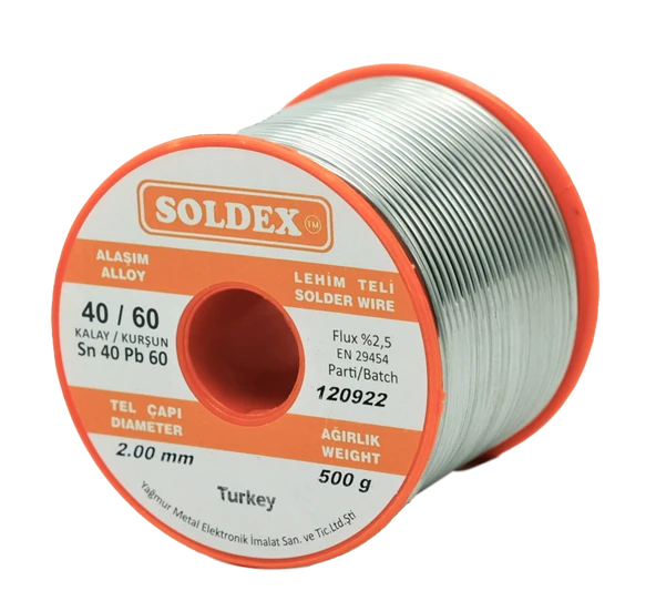 Soldex Lehim Teli 2mm Sn60 Pb40 500Gr