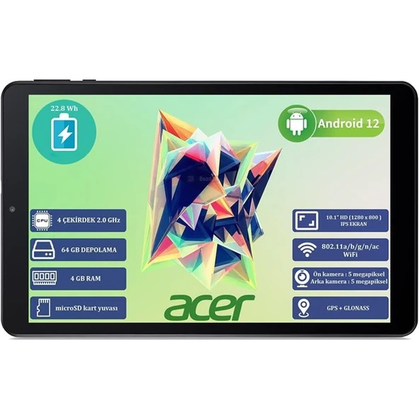 <![CDATA[ACER 10.1" ICONIA A10 NT.LG0EY.001 4GB RAM-64GB BELLEK-ANDROID TABLET]]>
