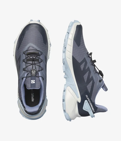 Salomon Supercross 4 Kadın Koşu Ayakkabısı - Grisaille/White/Cashmere Blue - Resim 5