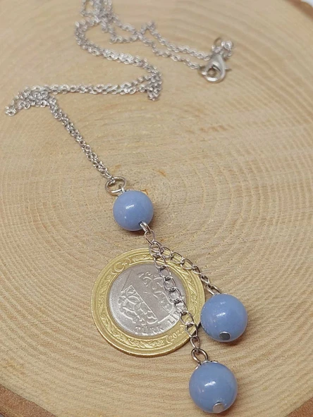 Angelit Taşı Zincirli Kolye (36020) - Resim 3