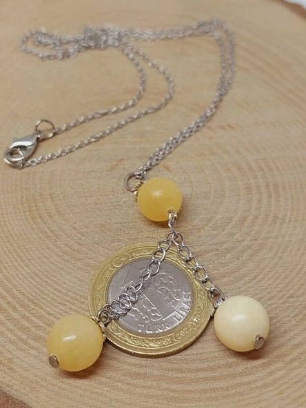 Kalsit Taşı Zincirli Kolye (11548) - Resim 3