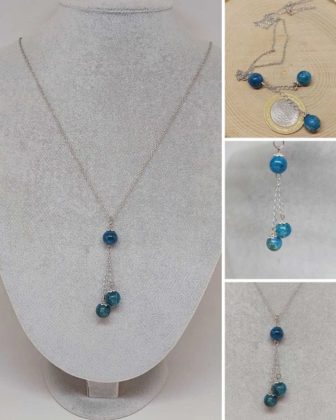 Apatit Taşı Zincirli Kolye (9342) ürün görseli