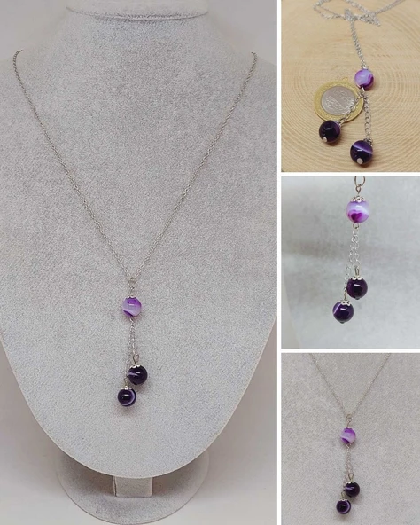 Akik Taşı Zincirli Kolye (23585)