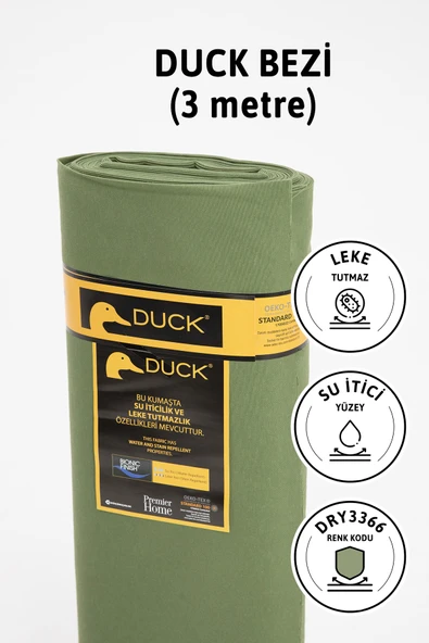 Premier Metrelik Duck Keten Kumaş Su İtici Bez 3 Metre DRY3366 - Haki