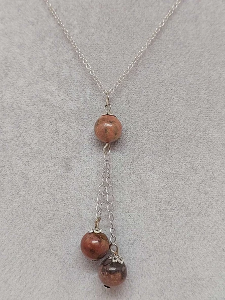 Rodonit Taşı Zincirli Kolye (36030) - Resim 5