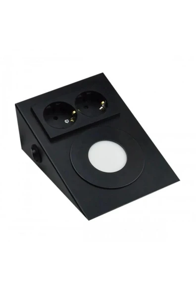 Mutfak Aydınlatma Tezgah Altı Led Prizli Led Aydınlatma Armatür Siyah Metal - 2