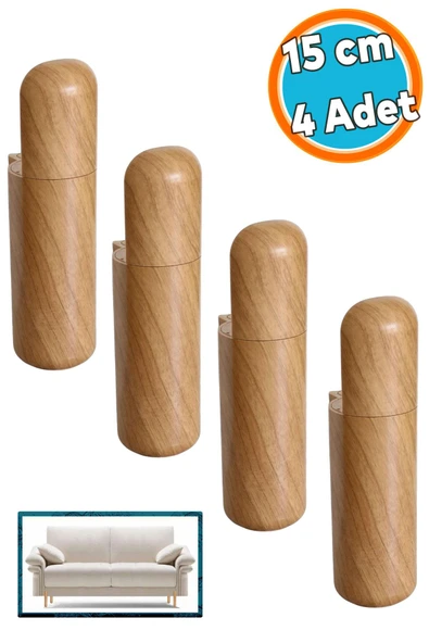 Mobilya Kanepe TV Ünitesi Koltuk Ayağı Baza Ayakları Ahşap Desenli Kahverengi Ceviz 15 cm ürün görseli