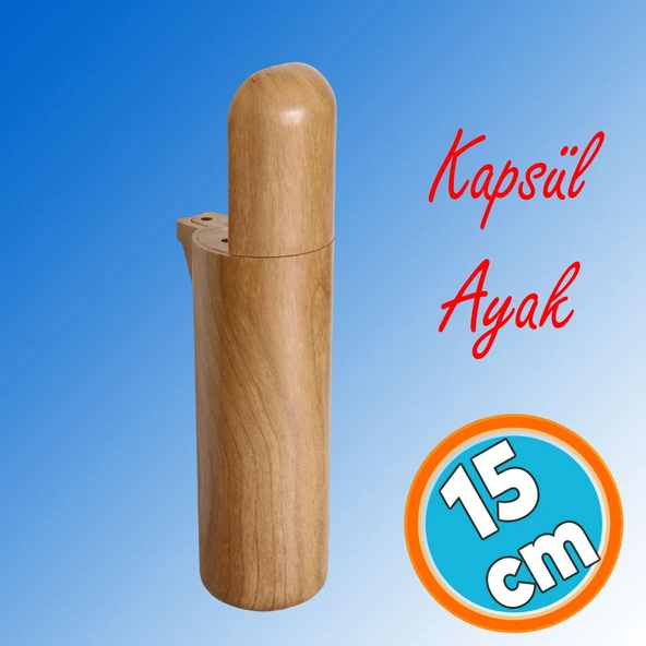 Mobilya Kanepe TV Ünitesi Koltuk Ayağı Baza Ayakları Ahşap Desenli Kahverengi Ceviz 15 cm - Resim 2