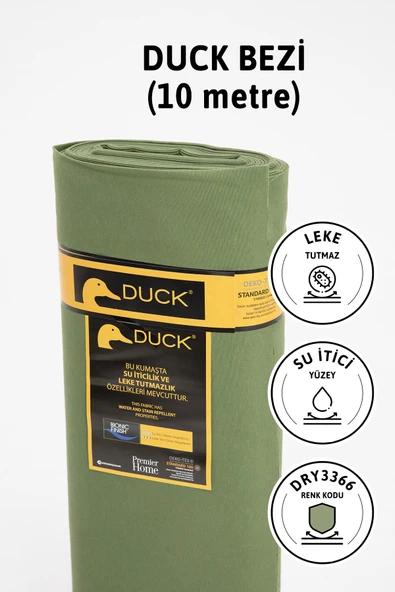 Premier Metrelik Duck Keten Kumaş Su İtici Bez 10 Metre DRY3366 - Haki