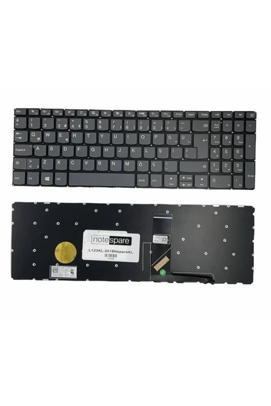 Lenovo ile Uyumlu Ideapad 3-15IML05 81WB00NETX Klavye Füme TR Power Tuşlu Versiyon