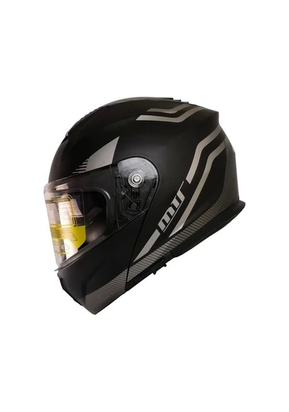 MTS 966 Wx20 Gri Çene Açılır Mat Siyah-Gri Kask