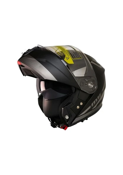 MTS 966 Wx20 Gri Çene Açılır Mat Siyah-Gri Kask - 2