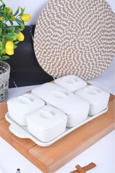 Sezka Life 5'li Lüx Standlı Ve Kapaklı Sunumluk Kahvaltılık, Çerezlik - 3