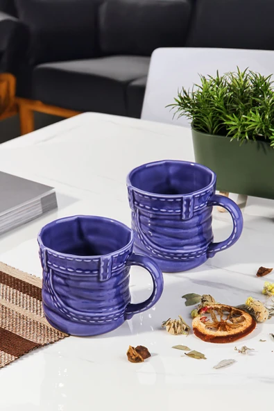 Akkoyunlu home 2'li Mavi Kot Pantolon Model Kupa Takımı Denim Kupa Takımı