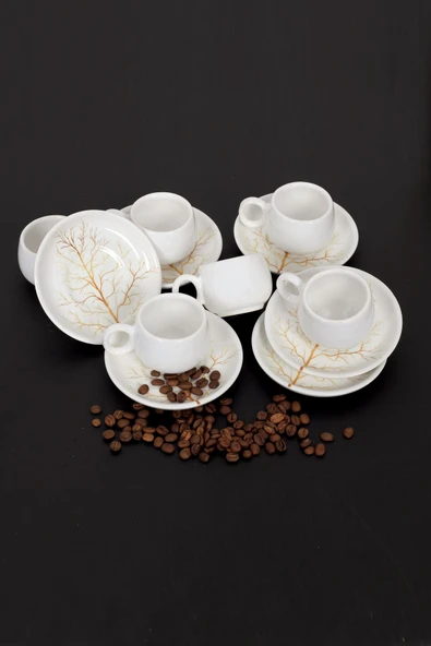 Akkoyunlu home Kahve Fincan Takımı 6 Kişilik El Yapımı Türk Kahvesi Fincanı Lüx Seramik 90 ml - 5