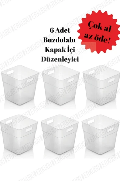 Akkoyunlu home 6'lı Set Buzdolabı & Kapak Içi Düzenleyici, Organizer Kutu - BDD-457