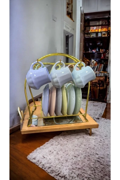 Akkoyunlu home Renkli Stantlı Kahve Fincanı Takımı
