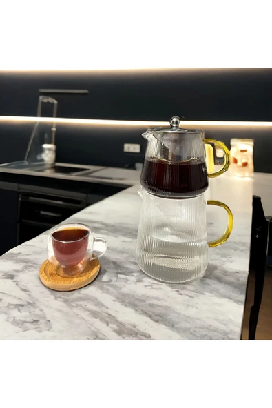 Akkoyunlu home Pinterest Çizgili Cam Çaydanlık - 2