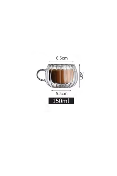 Sezka Life Borosilikat Çift Cidarlı Ahşap Altlıklı Çay Bardağı Isıya Dayanıklı Cam Kahve Fincanı - 3
