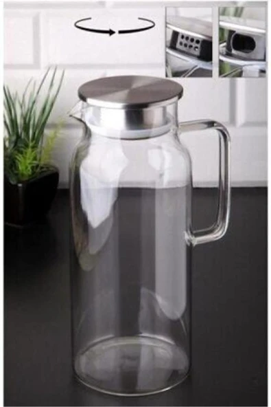 çerçi Cam Sürahi Borosilikat 1 Ltr (BUZDOLABI KAPAK RAFINA SIĞAR)
