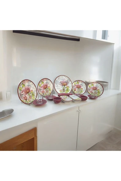 Akkoyunlu home 19 Parça 4 Kişilik Çiçek Desenli  Kahvaltı Takımı Seti ürün görseli 1