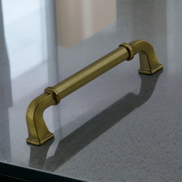 Alfa Metal Antik Sarı Kulp 96 mm Mobilya Çekmece Mutfak Dolabı Dolap Kapak Kulpları Kulb Kulpu - Resim 2