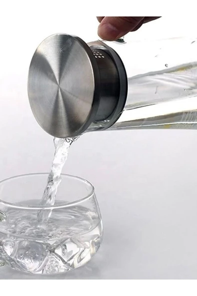 Akkoyunlu home 1400ml Metal Kapaklı Merida Cam Sürahi Cam - 3