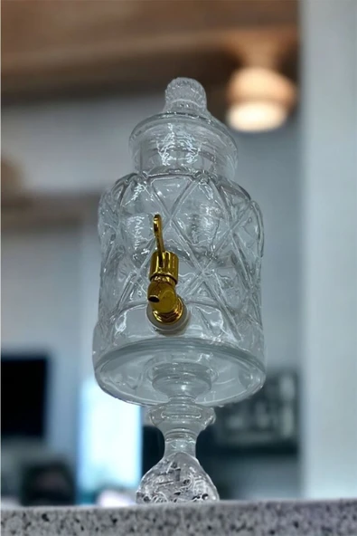 Akkoyunlu home Musluklu Cam Lohusa Losa Şerbetlik Damacana Sebil 4 Lt - 2