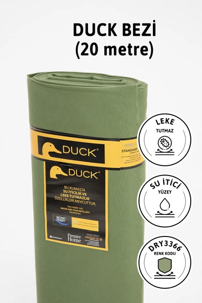 Premier Metrelik Duck Keten Kumaş Su İtici Bez 20 Metre DRY3366 - Haki
