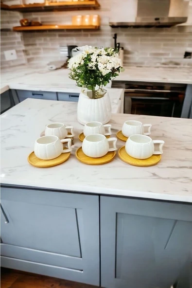 Akkoyunlu home 6 Kişilik Papatya Stant´lı Kahve Fincanı Takımı - 3