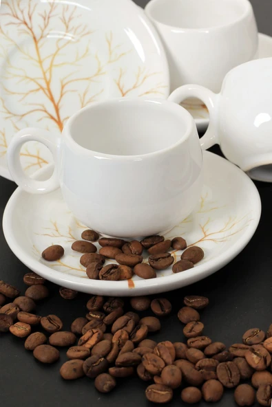 Akkoyunlu home Kahve Fincan Takımı 6 Kişilik El Yapımı Türk Kahvesi Fincanı Lüx Seramik 90 ml
