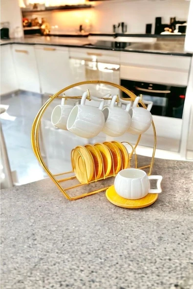 Akkoyunlu home 6 Kişilik Papatya Stant´lı Kahve Fincanı Takımı