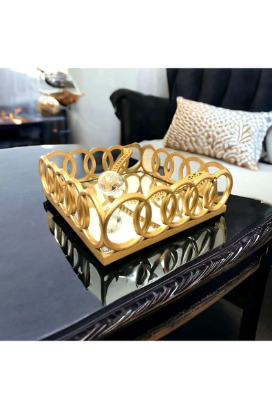 Akkoyunlu home Gold Aynalı Lüx  Peçetelik (Elmas Peçetelik) - 2