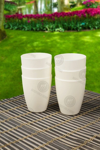 Akkoyunlu home 32 Parça 6 Kişilik Piknik Seti Beyaz Piknik Takımı(çatal,kaşık,bıçak.tabak.bardak)set - 6