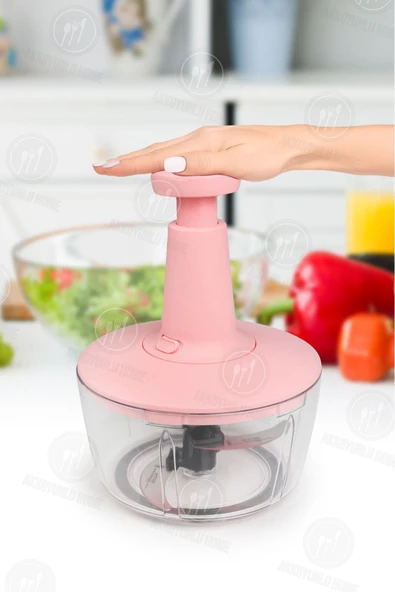 Akkoyunlu home Solingen Bıçaklı Basmalı El Rondosu 3 Bıçaklı Yemek Hazırlık El Rondosu Basmalı Pembe - 2