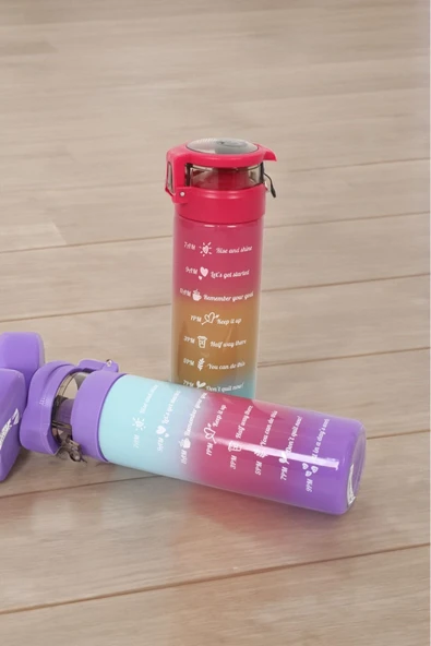 Akkoyunlu home Motivasyon Cam Matara,Su Matarası Renkli 550 CC - 4